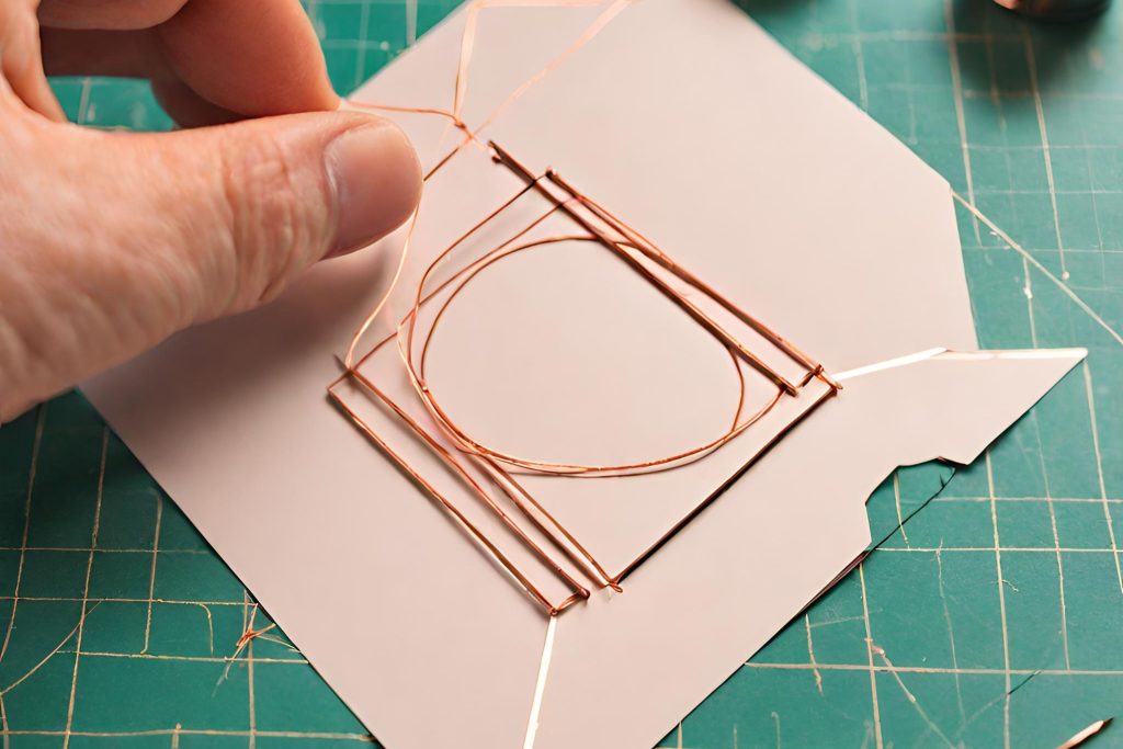 person using copper tape on cardstock paper