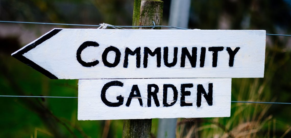 community garden sign picked at the garden